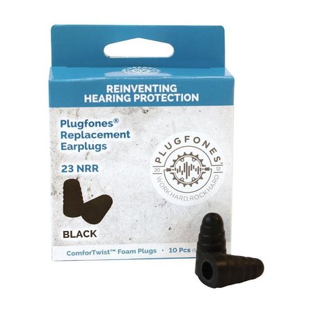 PLUGFONES ComforTwist 23 dB Soft Foam Replacement Ear Plugs Black 5 pair PRP-FB10